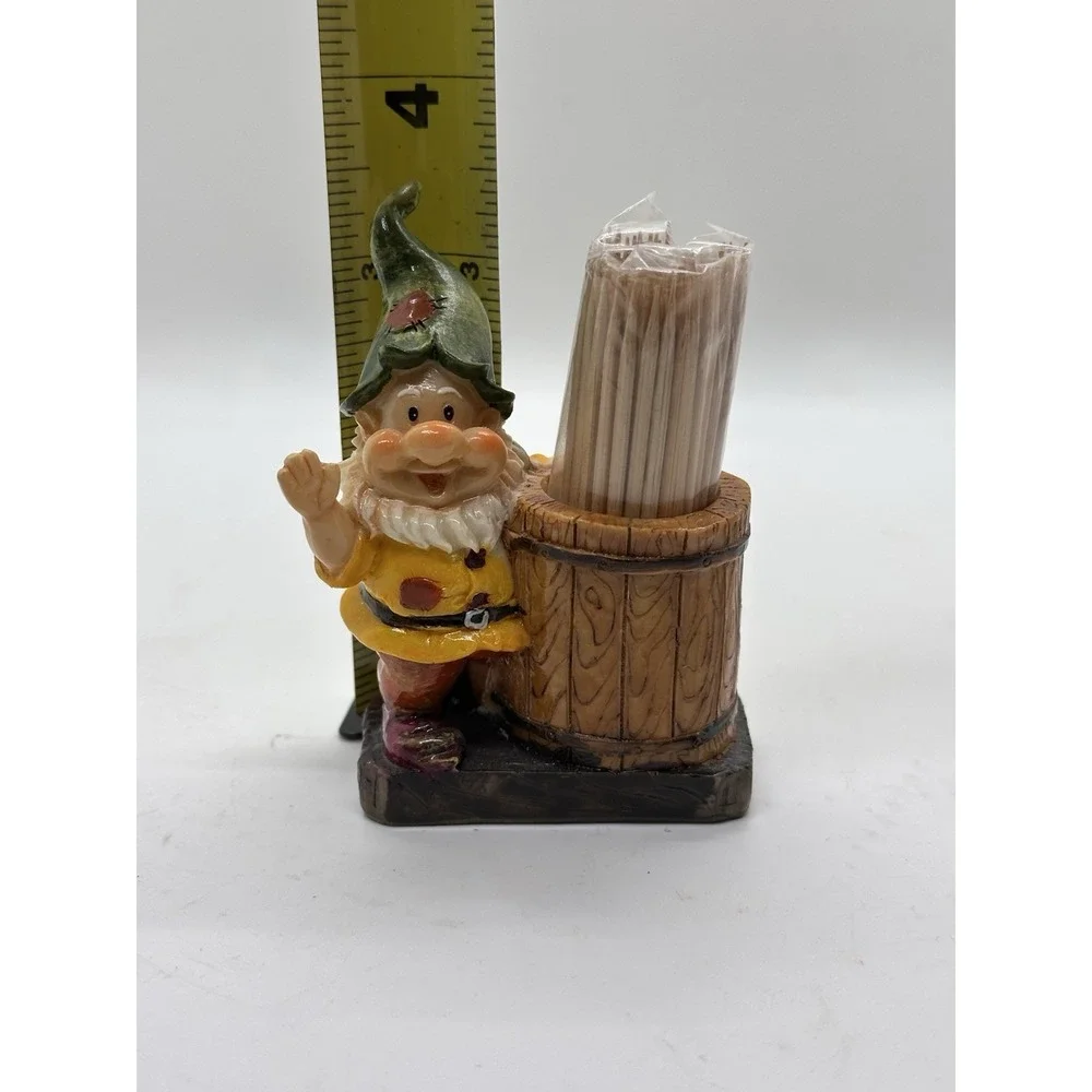 Gnome Toothpick Holder Figurine Rustic Barrel Cute Kitchen Décor‎ 4